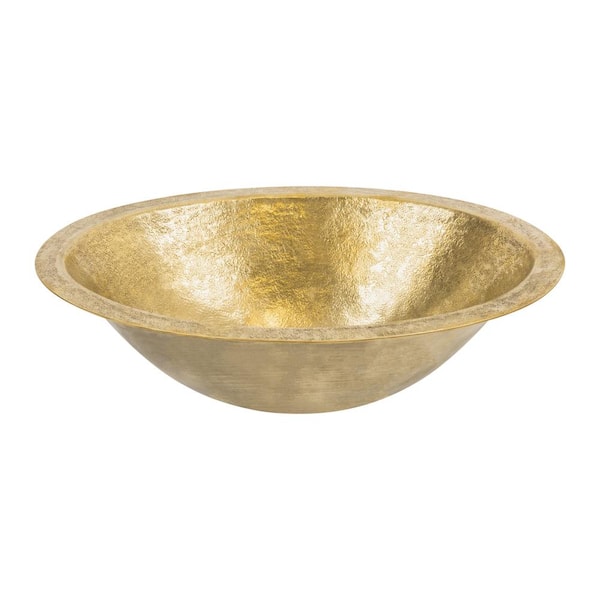 Premier Copper Products Terra Firma 19 in. Undermount Oval Bathroom Sink in Yellow Polished Brass