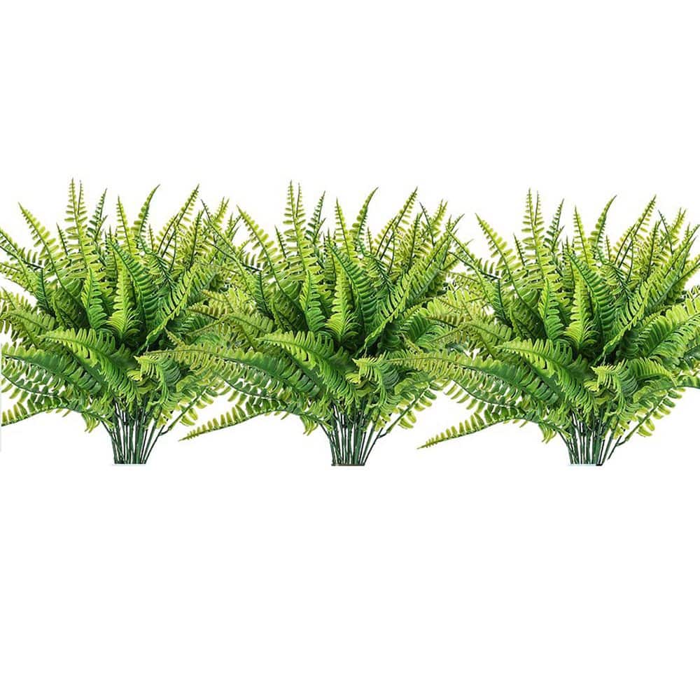 12 Pack Green Artificial Plant UV Resistant Plastic Boston Fern Outdoor Shrub for Home Garden Office Decoration price history on PriceWatchPro