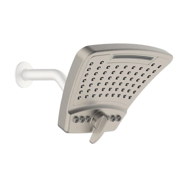 PULSE Showerspas 3-Spray 6 in. Single Wall Mount Fixed Rain Shower Head in Brushed-Nickel