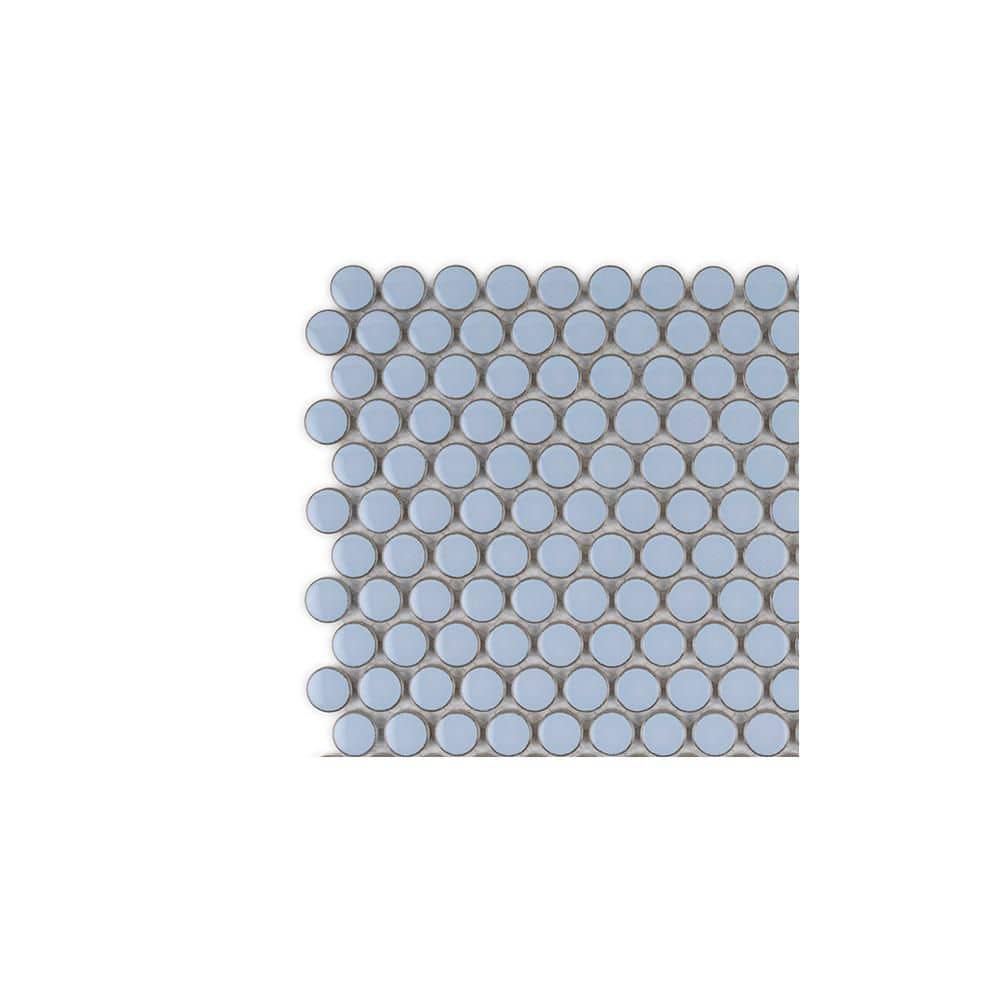Take Home Sample- 3/4 in. Penny Icy Blue 4.25 in. x 4.25 in. Penny Gloss Porcelain Wall and Floor Mosaic Tile Sample price history on PriceWatchPro