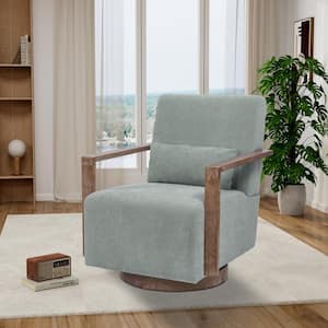 Pale Green Linen Mid Century Swivel Accent Chair Modern Upholstered Armchair 360 Degree Swivel Chair Reading Side Chair