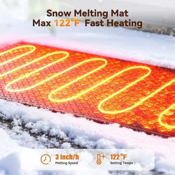 Heated Snow Melting Mats 10 ft. x 13 in. Outdoor Heated Walkway and Ramp Mat Anti-Slip Snow and Ice Removal for Roof