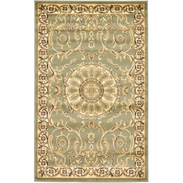 Unique Loom Versailles Napoleon Light Green 3' 3 x 5' 3 Area Rug