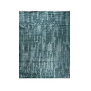 Green 4 ft. x 8 ft. Hand Knotted Wool Transitional Moroccan Area Rug