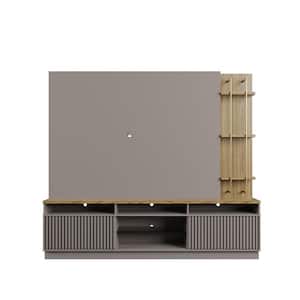 Pomander 85.27 in. Grey Gloss Freestanding Entertainment Center Fits TV's up to 50 in. with Decor Shelves