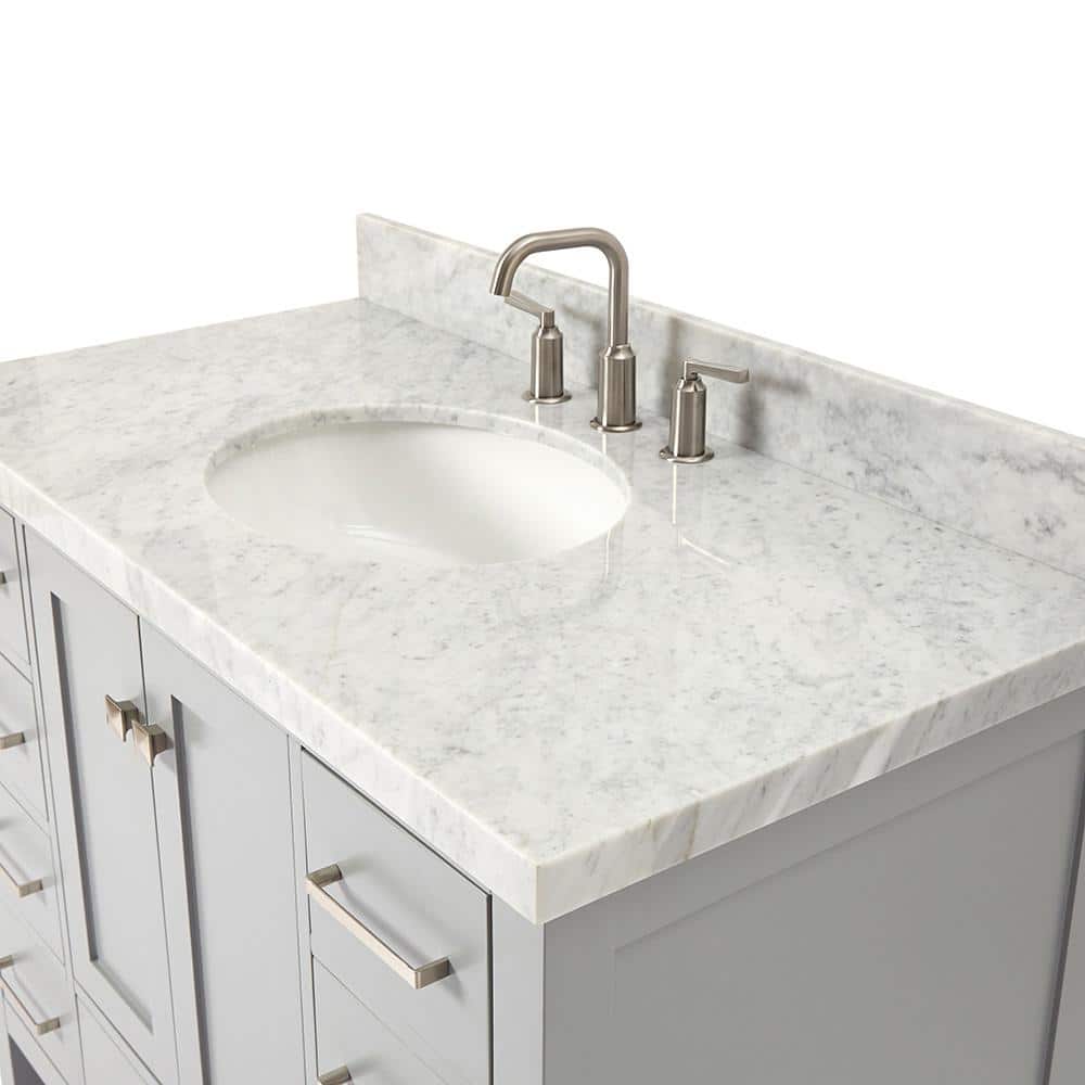 Cambridge Gray 43" Freestanding Single Sink Vanity with Marble Top