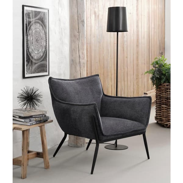 Terris Dark Gray Fabric Accent Chair with Metal Legs