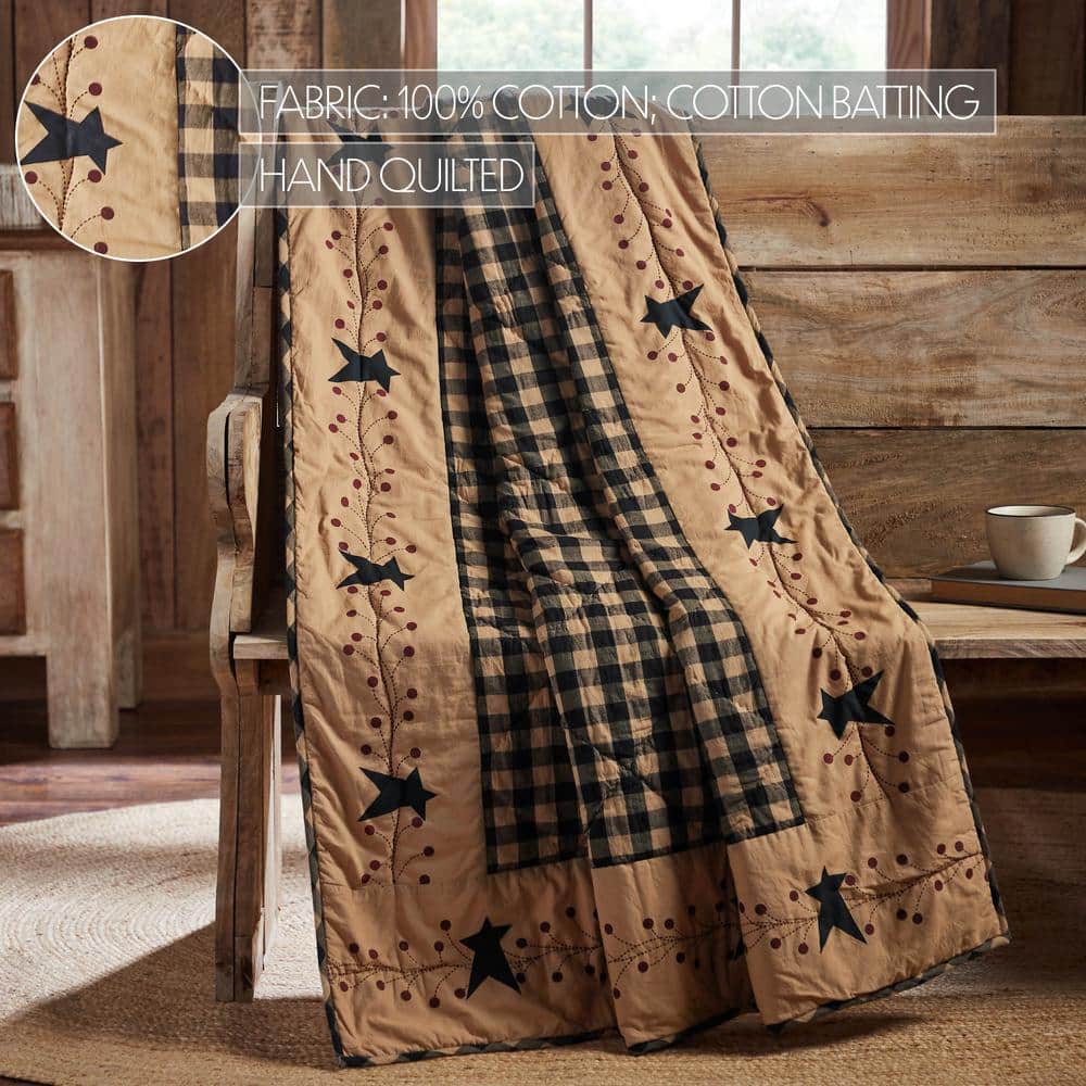 Natural Burgundy Country Checkered Cotton Quilted Throw Blanket