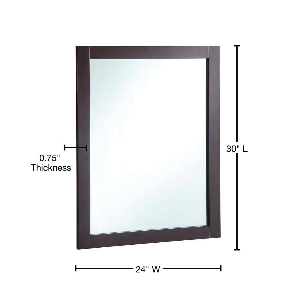 Espresso Wood Framed Rectangular Wall Mirror 30" x 24"