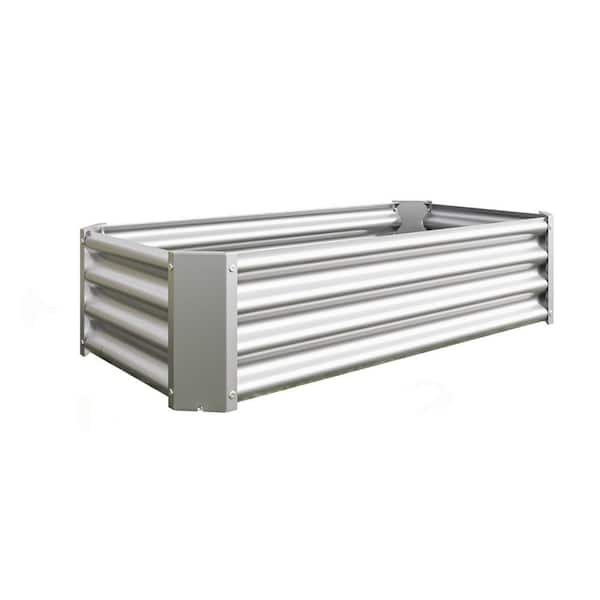 Tidoin 4 ft. W x 2 ft. D x 1 ft. H Silver Metal Rectangle Raised Garden Bed Planter Beds for Plants Vegetables and Flowers