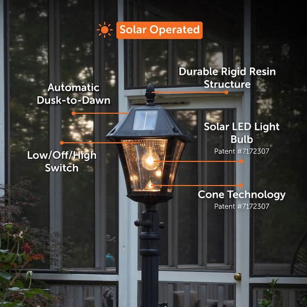 Baytown II 9.75 in. Black Integrated LED Outdoor Resin Solar Post Light and Lamp Post with EZ-Anchor Base Baytown II 9.75 in. Black Integrated LED Outdoor Resin Solar Post Light and Lamp Post with EZ-Anchor Base