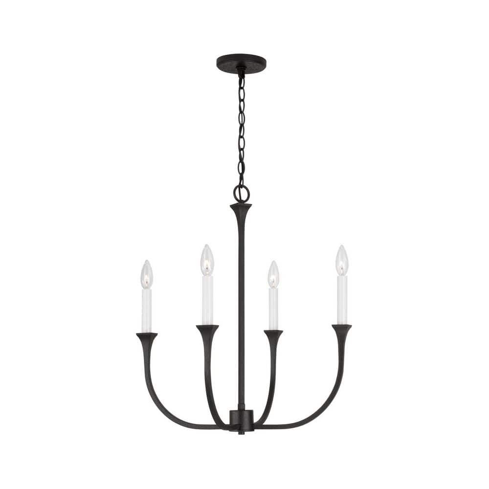 Decklan 21.25 in. 4-Light Black Iron Chandelier with No Bulbs Included price history on PriceWatchPro