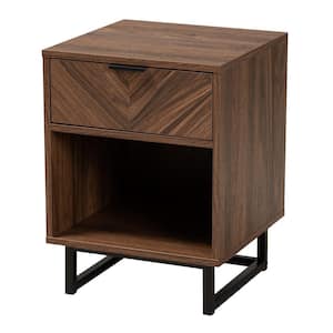 Sadia 15.7 in. Walnut Brown and Black Rectangle Particle Board End Table