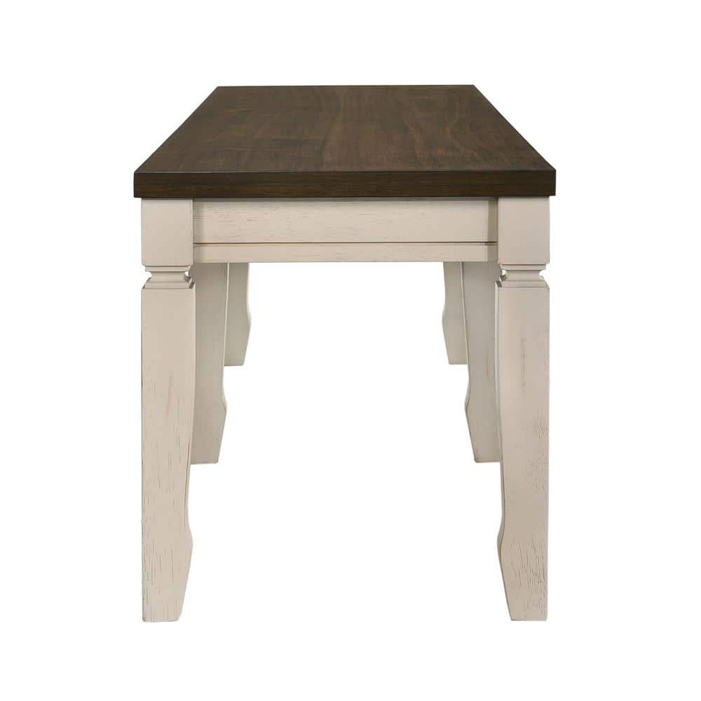 Weathered Oak and Cream Traditional Dining Bench