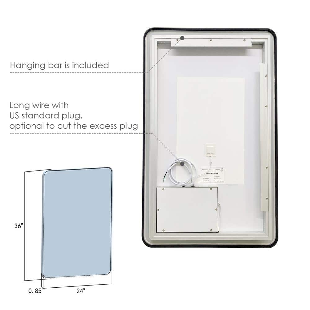 Viaggi 36" x 24" Silver and Gold LED Bathroom Vanity Mirror
