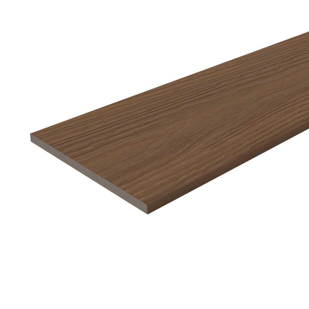 Fascia 0.6 in. x 11.22 in. x 1 ft. Rustic and Wood Grain Leather Brown Composite Decking Board Sample price history on PriceWatchPro