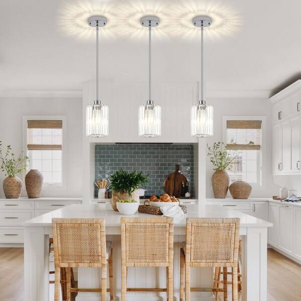 リュミエールPendant light ZSMIHDOH 1-Light Chrome Modern Crystal Pendant Light for Kitchen