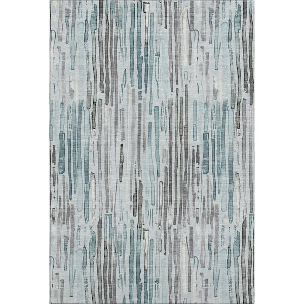 Mayfield Premium Machine Washable Abstract AMF1684 Teal 9 ft. x 12 ft. Area Rug