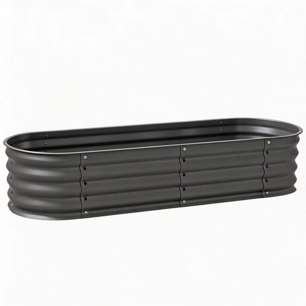 Raised Garden Bed 59 x 24.5 x 11.75 in. Dark Gray Galvanized Steel Kit with Safety Edging for Outdoor Flowers price history on PriceWatchPro