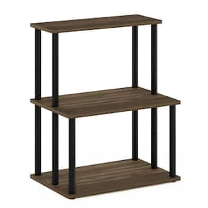 Turn-N-Tube Columbia Walnut/Black Kitchen Cart with 3-Tier Storage Shelf