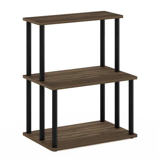 Furinno Turn-N-Tube Columbia Walnut/Black Kitchen Cart with 3-Tier Storage Shelf