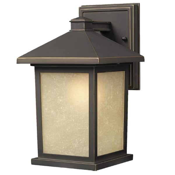 Unbranded Holbrook 15 in. Rubbed Bronze Aluminum Hardwired Outdoor Weather Resistant Lantern Wall Sconce Light w/No Bulb Included