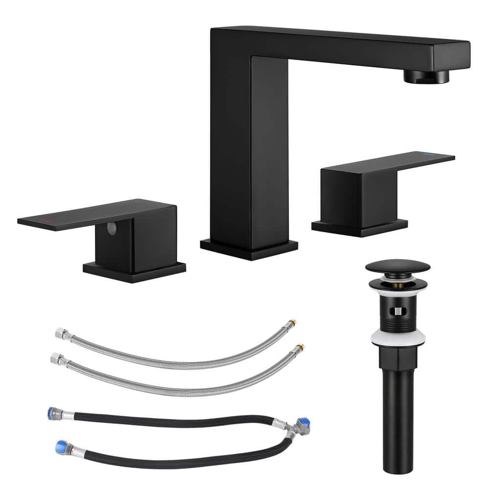 Matte Black Stainless Steel 8-Inch Widespread Bathroom Faucet