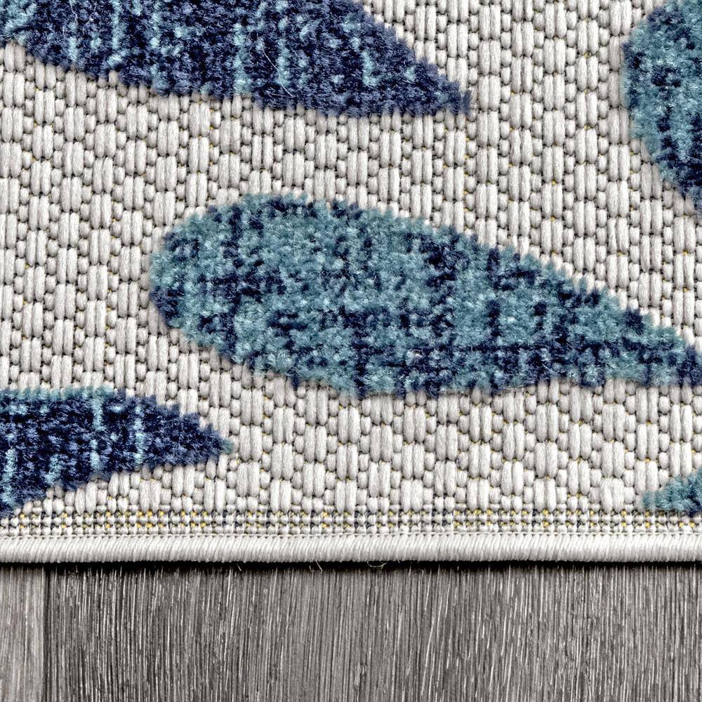 Blue Floral Synthetic Cowhide 4' x 6' Area Rug