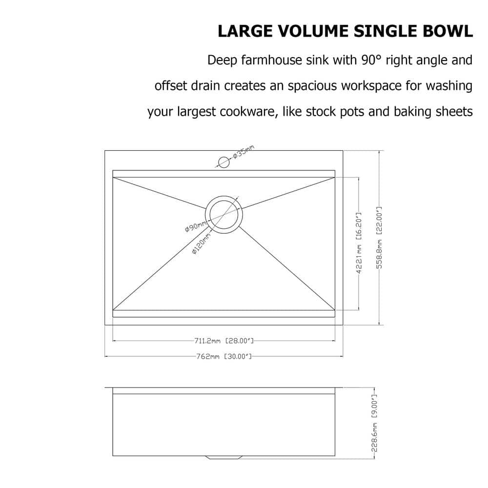 30" Stainless Steel Brushed Single Bowl Workstation Sink