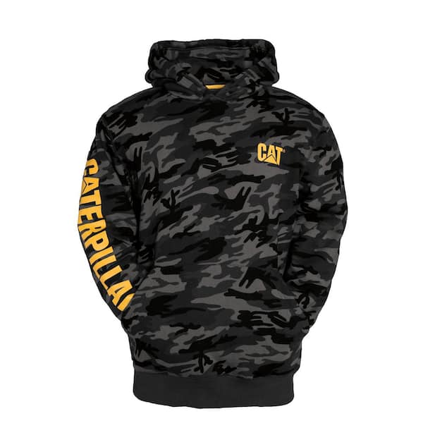 Caterpillar Trademark Banner Men's Small Night Camo Cotton/Polyester Hooded Sweatshirt