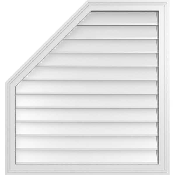Ekena Millwork 32 in. x 34 in. Octagonal Surface Mount PVC Gable Vent: Decorative with Brickmould Frame