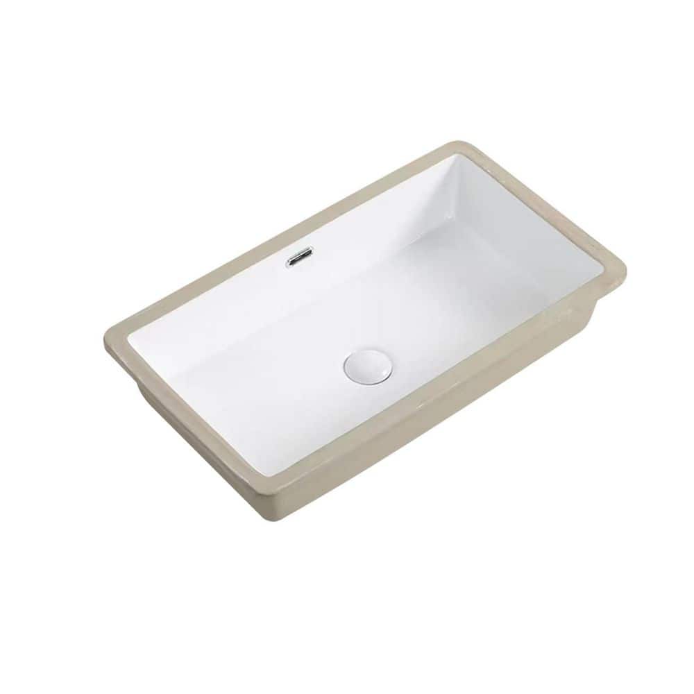 27.56 in. Undermount Rectangular Ceramic Bathroom Sink in Milk White price history on PriceWatchPro