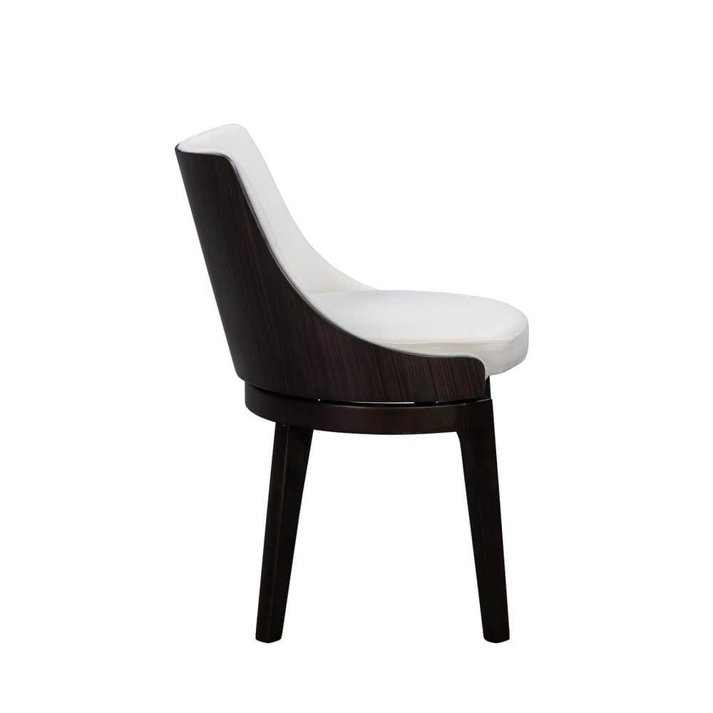 Orleans Matte Black Swivel Low Back Dining Chair Set with Zebrano Wood