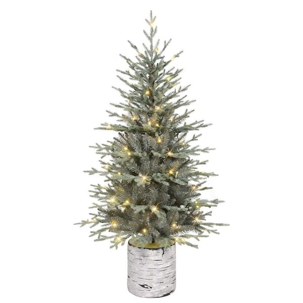 4.5 ft. Pre-Lit Blue Potted Arctic Fir Artificial Christmas Tree