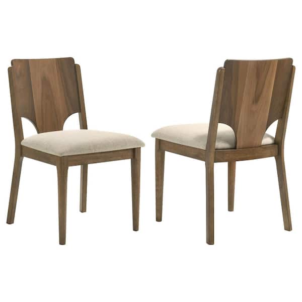Biltmore Walnut and Beige Upholstered Seat Wooden Back Dining Chair Set of 2