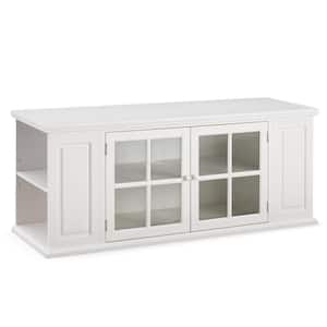 Riley Holliday 62 in. W Cottage White TV Stand with Bookshelf Storage Holds TV's up to 65 in.