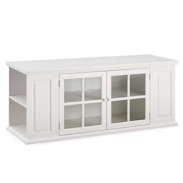 Leick Home Riley Holliday 62 in. W Cottage White TV Stand with Bookshelf Storage Holds TV's up to 65 in.