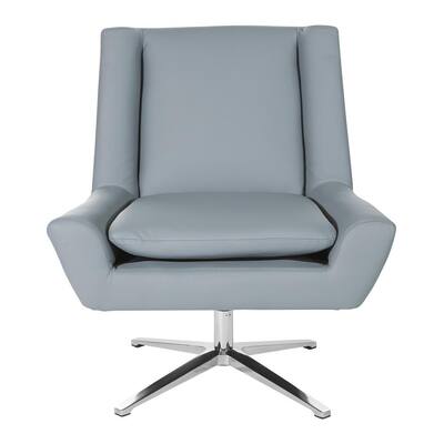 Grey Faux Leather and Aluminum Base Swivel Guest Chair