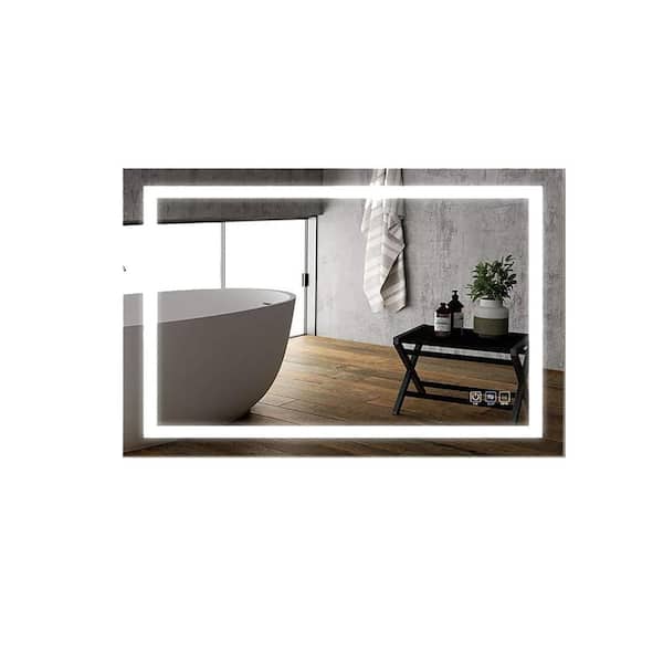 FUNKOL 35.43 in. W x 27.56 in. H Rectangular Frameless Wall Mounted Bathroom Vanity Mirror with Anti-fog and Memory Function