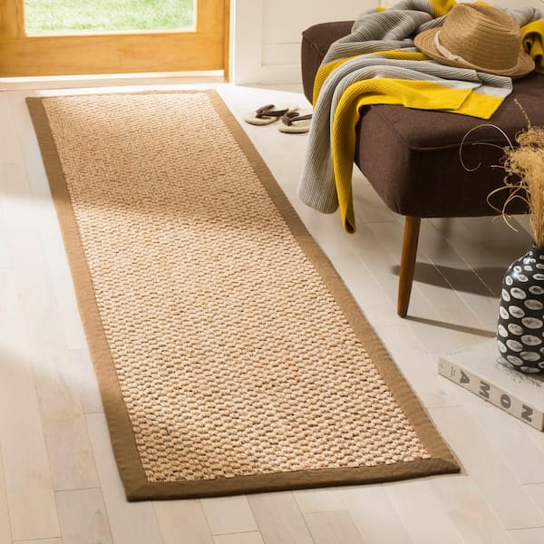 Natural Fiber Beige 3 ft. x 12 ft. Border Runner Rug