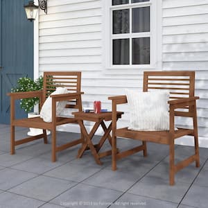 Tioman Teak Hardwood Outdoor Armchair with off-white Cushion (2-Pack)