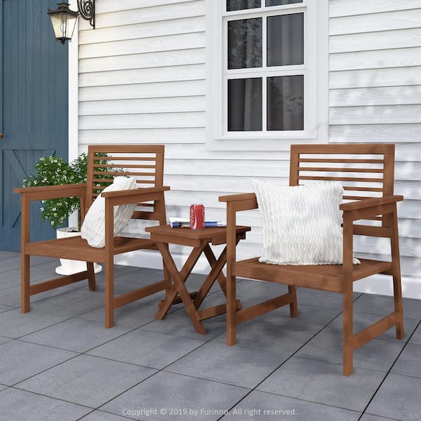 Furinno Tioman Teak Hardwood Outdoor Armchair with off-white Cushion (2-Pack)