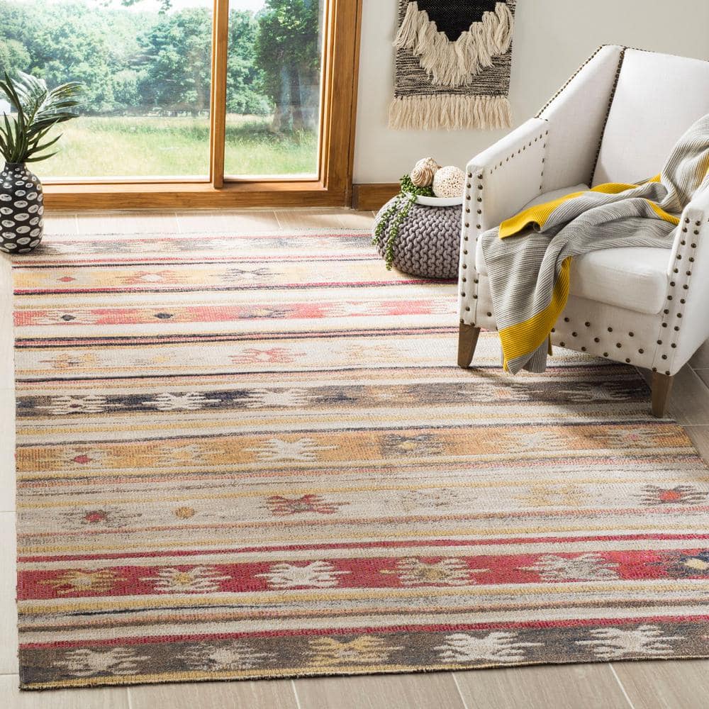 Transitional Multicolor Flatweave 3' x 5' Synthetic Area Rug