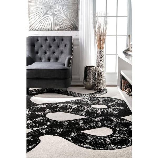 Thomas Paul Serpent Black & White 7 ft. x 9 ft. Area Rug
