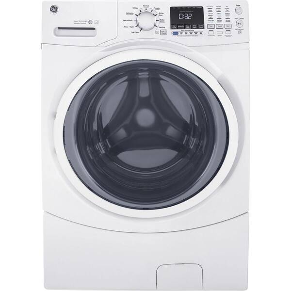 GE 4.5 cu. ft. High-Efficiency Stackable White Front Loading Washing Machine with Steam, ENERGY STAR