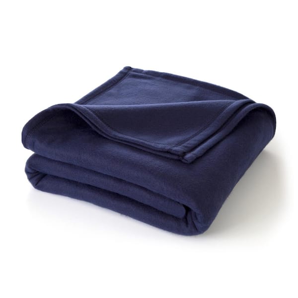 Supersoft Fleece Navy Polyester King Blanket