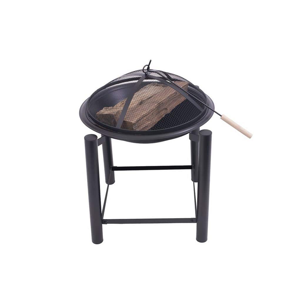 21.5" Black Round Steel Wood Burning Fire Pit