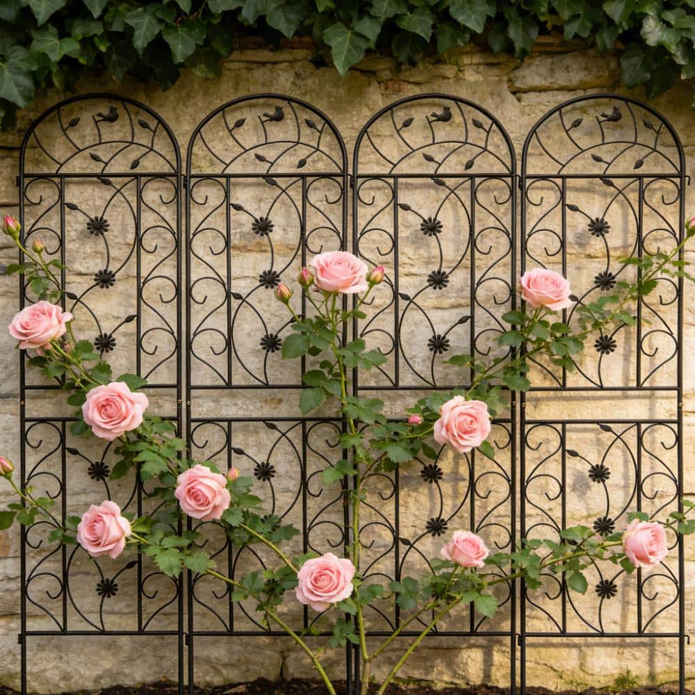 "4-Pack Metal Garden Trellis 86.7"" x 19.7"" Brown Rustproof Plant Support for Outdoor Climbing Plants & Flowers" price history on PriceWatchPro