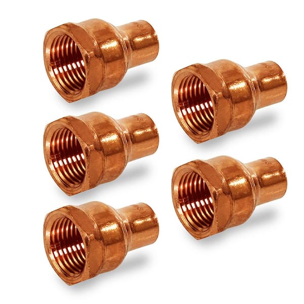 1/2" x 3/8" CxF Copper Adapter Sweat x FIP Thread Plumbing Reducer Fitting 