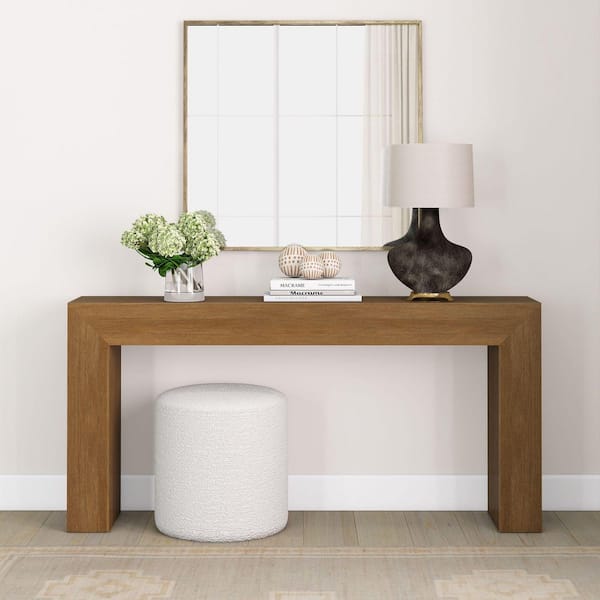 PLANK+BEAM Grande 66 in. Pecan Wirebrush Rectangle Wood Console